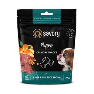 Хрусткі ласощі Savory Puppies Lamb and Sea Buckthorn для цуценят для здорового росту з ягням, 200 г 47244255 фото