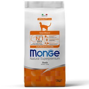 Сухий корм Monge Cat Sterilised з качкою, 1,5кг 23295370 фото