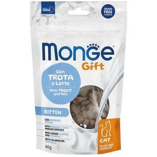 Ласощі з начинкою Monge Gift Cat Kitten форель і молоко, 60г 804085471 фото