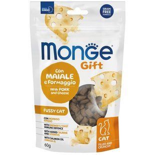 Ласощі з начинкою Monge Gift Cat Fussy Cat свинина і сир, 60г 8801082 фото