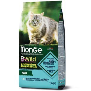 Сухий корм Monge Cat Bwild Grain Free тріска, 1,5кг 840565373 фото