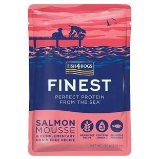 Натуральний Вологий корм для собак Мус з чисто го лосося Fish4Dogs Finest, 100 г 387614511 фото