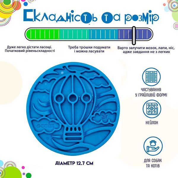 Міні тарілочка для повільного годування SodaPup - Nylon eCoin "Air", синя 1655623 фото