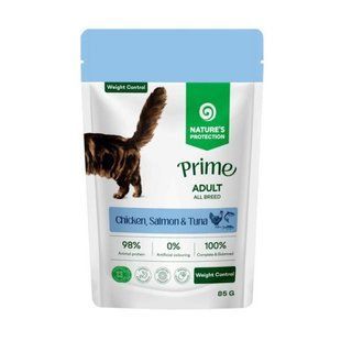 Nature's Protection Prime Cats Weight Control вологий корм для котів з куркою та лососем, 85 г 21496441 фото