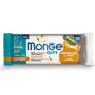 Ласощі м'ясний батончик Monge Gift Dog Mobility support ягня з грушею, 100г 80525509 фото
