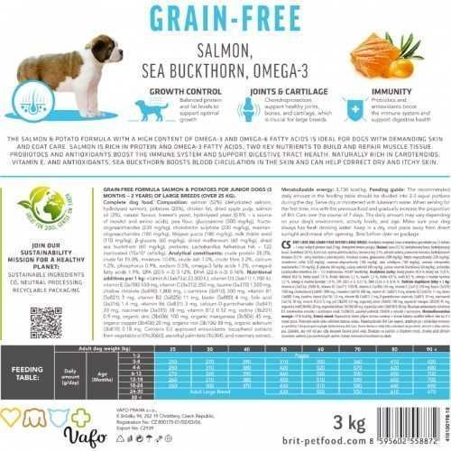 Корм сухий Brit Care Grain-free Junior Large Breed для юніорів великих порід лосось, 3 кг 177685862 фото