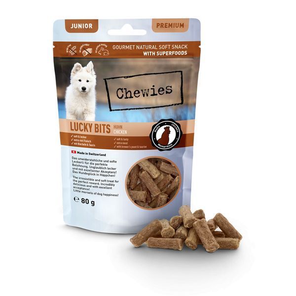 Натуральні ласощі з мʼяса Курки Chewies Lucky Bits для цуценят, 80 г 3753964 фото