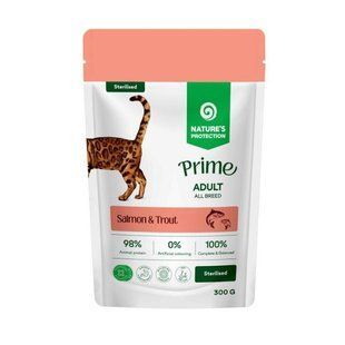 Nature's Protection Prime Sterilised Cats Salmon And Trout вологий корм з лососем та фореллю для стерилізованих котів, 85 г 71496443 фото