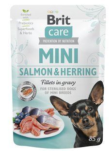 Корм вологий Brit Care Mini Sterilised Salmon and Herring fillets in gravy для cобак малих порід філе з лососем та оселедцем, 85 г 7995884 фото