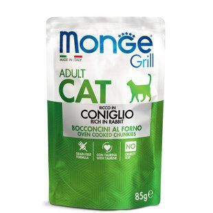 Вологий корм Monge Cat GRILL Wet Adult кролик, 85г 138009 фото