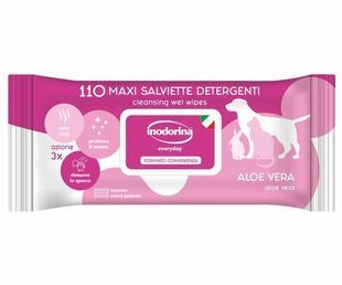 Inodorina Everyday Aloe Vera Вологі серветки для всіх типів шерсті тварин з ароматом Алое Вера, 110шт 27896699 фото