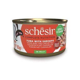 Schesir ТУНЕЦЬ З КРЕВЕТКАМИ (Tuna Shrimps) в желе консерви для котів, 85 г 241915286 фото