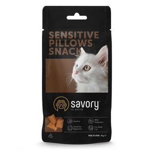 Хрумкі ласощі Savory Cats Snacks Pillows Sensitive для дорослих котів з чутливим травленням, 60 г 8284348 фото