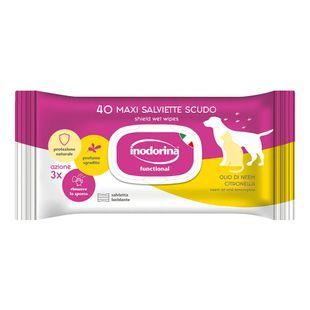 Inodorina Everyday Citronella - Вологі серветки для всіх типів шерсті котів, собак з цитронеллою, 40 шт 9436700 фото