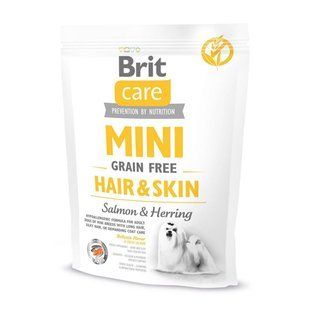 Корм сухий Brit Care Mini GF Hair and Skin для малих порід для догляду за шерстю лосось і оселедец, 400г 98875741 фото
