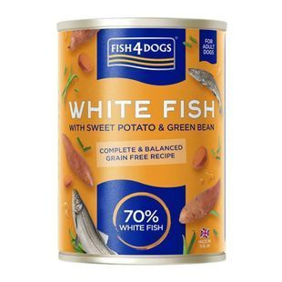 Беззерновий Вологий корм для собак Fish4Dogs Finest Біла риба з бататом та зеленою квасолею, 395 г 46844529 фото