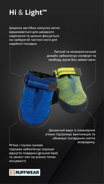 Легке трекінгове взуття для собак Ruffwear Hi & Light&trade; 38 мм Синій 8315139 фото