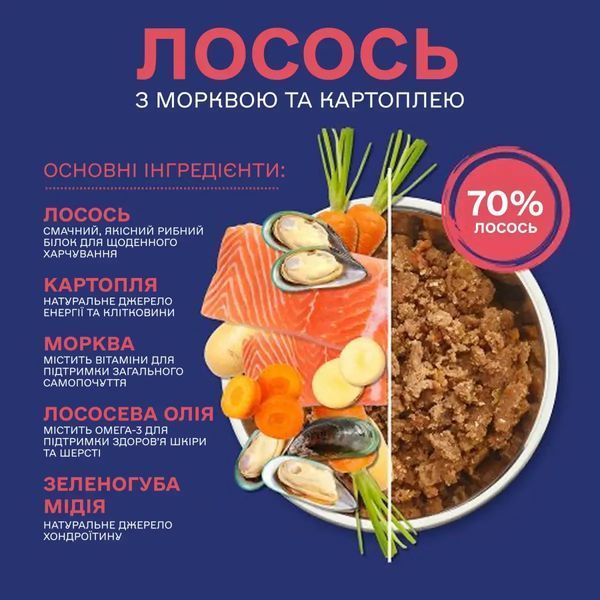 Беззерновий Вологий корм для собак Fish4Dogs Finest Лосось з морквою та картоплею, 395 г 6104530 фото