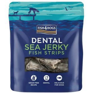 Натуральні ласощі для собак з 100% Шкіри Білої Риби Fish4Dogs Sea Jerky Рибні смужки, 100 г 114532 фото