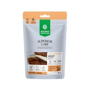 Nature's Protection Superior Care Rabbit Ears with Duck Filling Ласощі для собак кролячі вушка з начинкою з качки, 75 г 6746694 фото