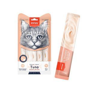 Wanpy Creamy Treat Tuna & Salmon Кремові ласощі з тунцем і лососем для котів, 5 шт. х 14 г 4004843 фото