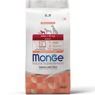 Сухий корм Monge Dog Mini Adult лосось з рисом, 2,5кг 569085361 фото