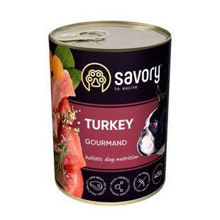 Корм Вологий Savory Dog Gourmand Turkey паштет для дорослих собак усіх порід з індичкою, 400 г 801464237 фото