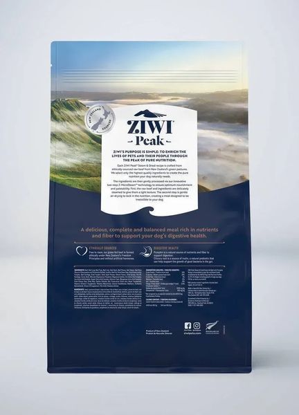 Повнораціонний сухий корм для собак Ziwi Peak Steam Dried Яловичина з гарбузом, 1,5 кг 5736254 фото