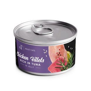 Корм Вологий Savory Chicken Fillets rich in Tuna in Jelly for Adult Cats філе курки з тунцем в желе, 70 г 8324340 фото