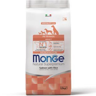 Сухий корм Monge Dog All breeds Adult лосось з рисом, 2,5кг 915352 фото