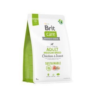 Корм сухий Brit Care Dog Sustainable Adult Medium Breed курка та комахи , 3 кг 26825855 фото