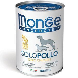 Вологий корм Monge Dog Wet SOLO 100% курка, 400г 48655452 фото