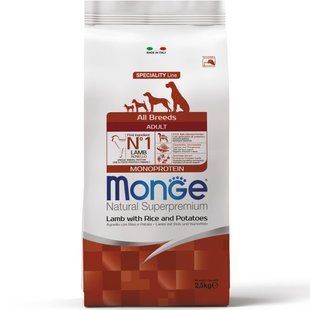 Сухий корм Monge Dog All breeds Adult ягня, рис та картопля, 2,5кг 2605353 фото
