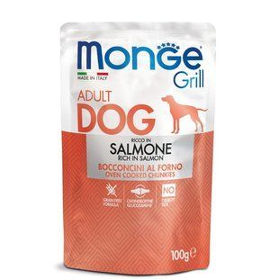 Вологий корм Monge Dog Wet GRILL лосось, 100г 9965405 фото