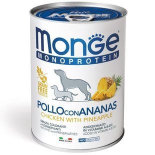 Вологий корм Monge Dog Wet FRUIT MONOPROTEIN курка с ананасом, 400г 67745456 фото