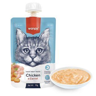 Wanpy КРЕМ-ПЮРЕ КУРКА З МОРКВОЮ (Chicken&Carrot) рідкий корм для котів, 90 г 5504847 фото