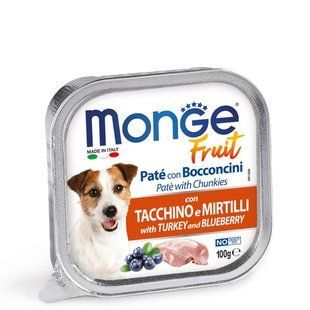 Вологий корм Monge Dog Wet FRUIT індичка з чорницею, 100г 1248010 фото
