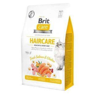 Корм сухий Brit Care GF Haircare Healthy and Shiny Coat для котів для догляду за шерстю лосось і курка 400 г 0875817 фото