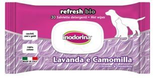 Inodorina Refresh Bio Lavanda e Camomilla Вологі серветки для всіх типів шерсті котів та собак 30 шт 888315565 фото