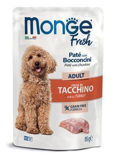 Вологий корм Monge Dog Wet FRESH індичка, 85 г 786816 фото