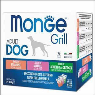 Вологий корм Monge Dog Wet GRILL MIX лосось/ягня/свинина 1915466 фото